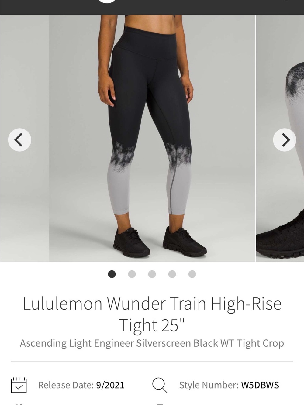 lululemon athletica High-Rise Leggings in Black & Light Gray Dip-Dye